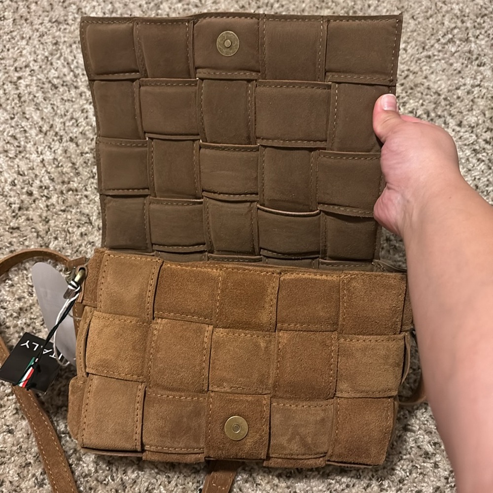 New Viola Castellani padded  crossbody shoulder bag leather made in Italy - Picture 4 of 7